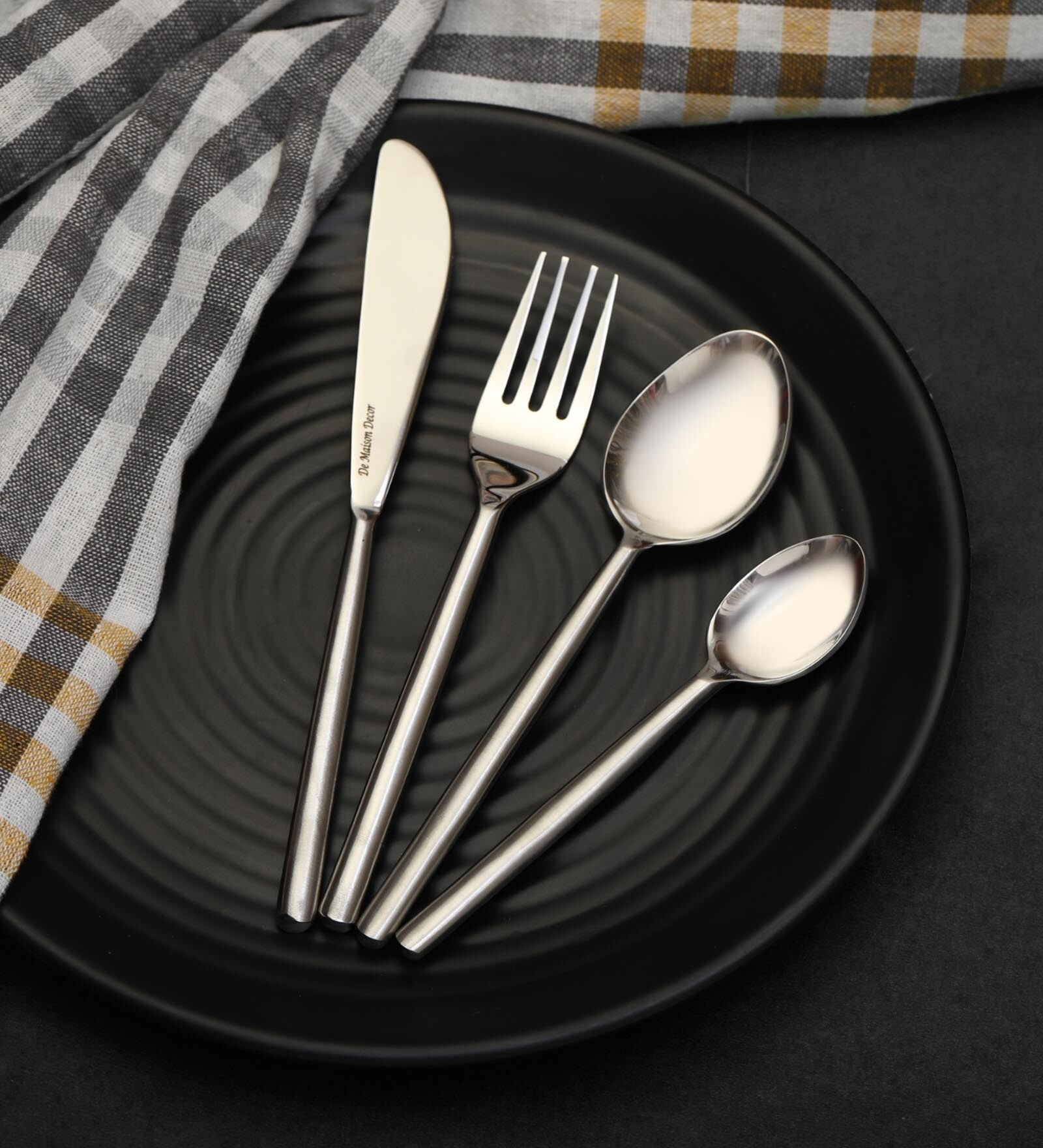 Radiant Reflections Silver Stainless Steel (Set of 24) Cutlery  Set