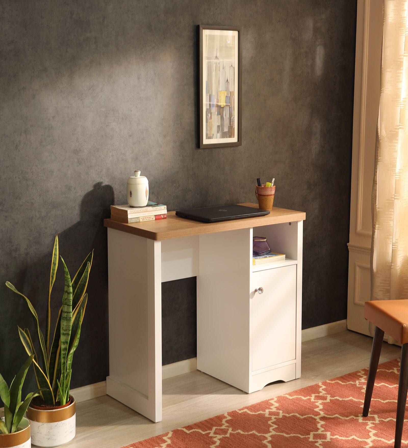 Buy Radiant Writing Table in White & Beige Oak Finish at 45% OFF by ...