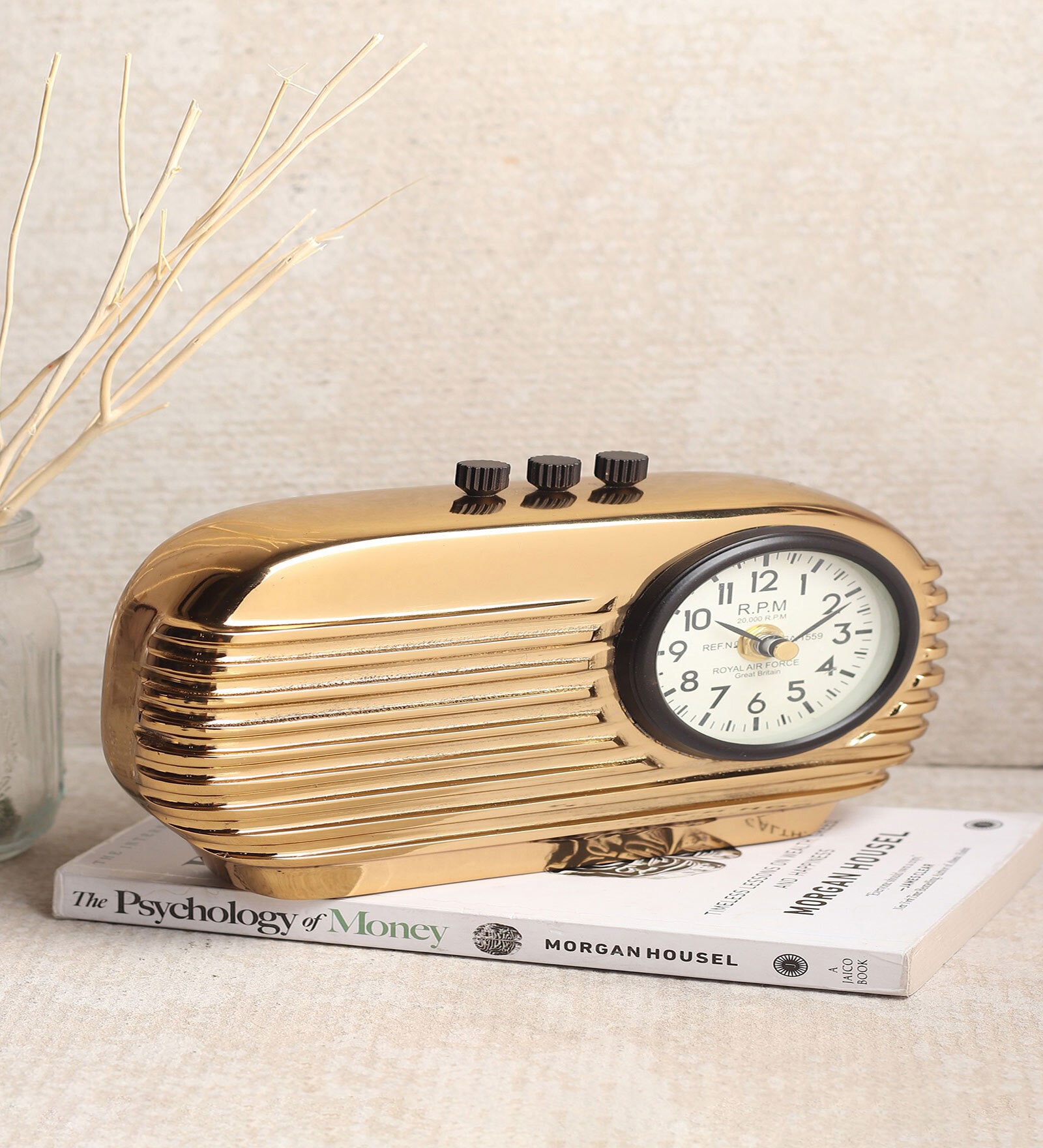Radio Reverie Gold Aluminium Table Clock