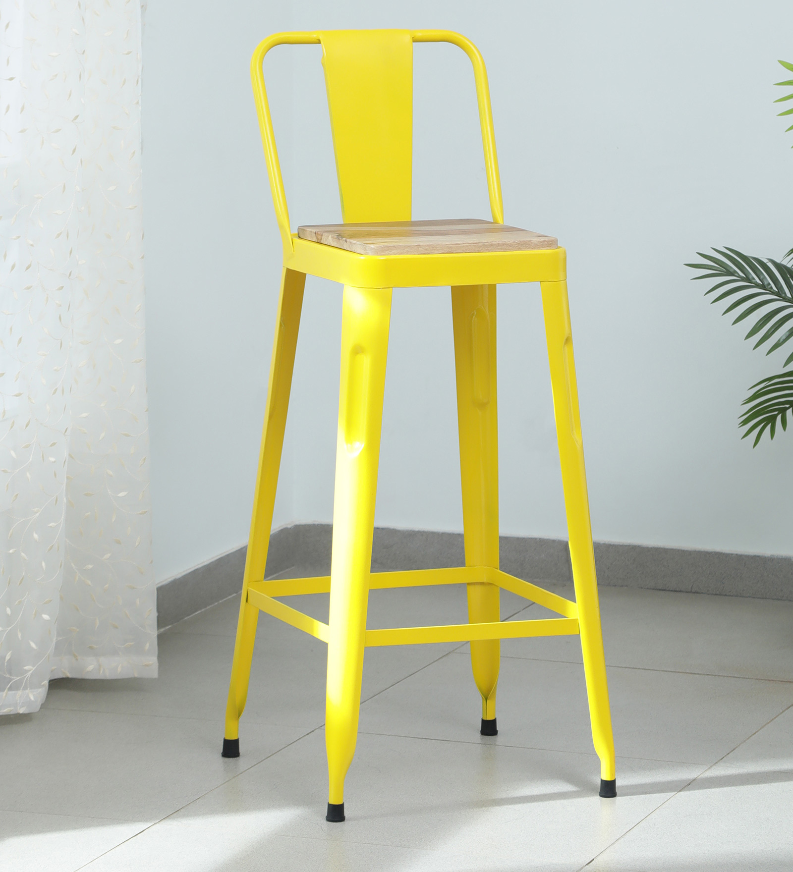 Raglan Metal Bar Stool In Yellow Colour