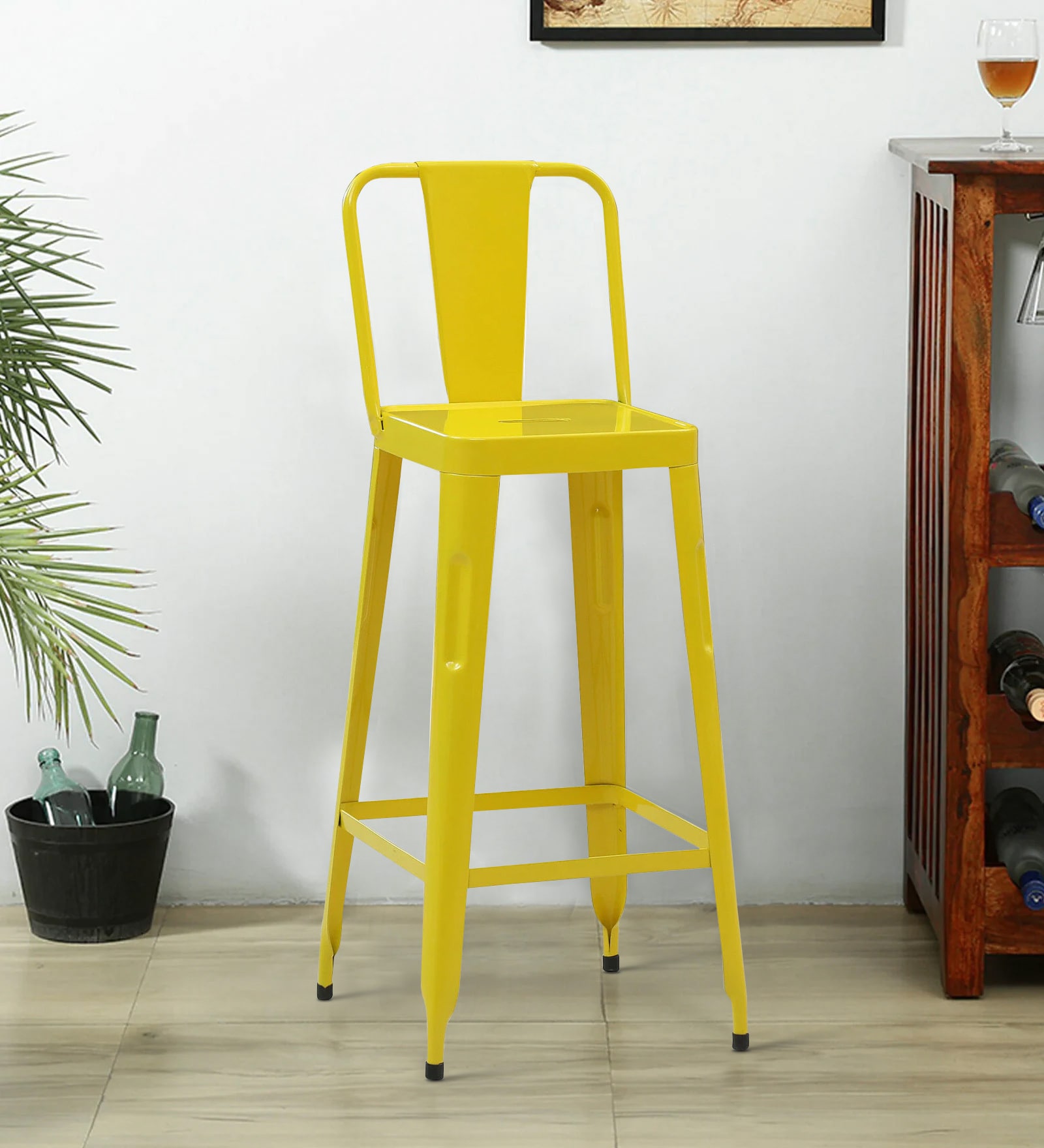 Raglan Metal Bar Stool In Yellow Colour