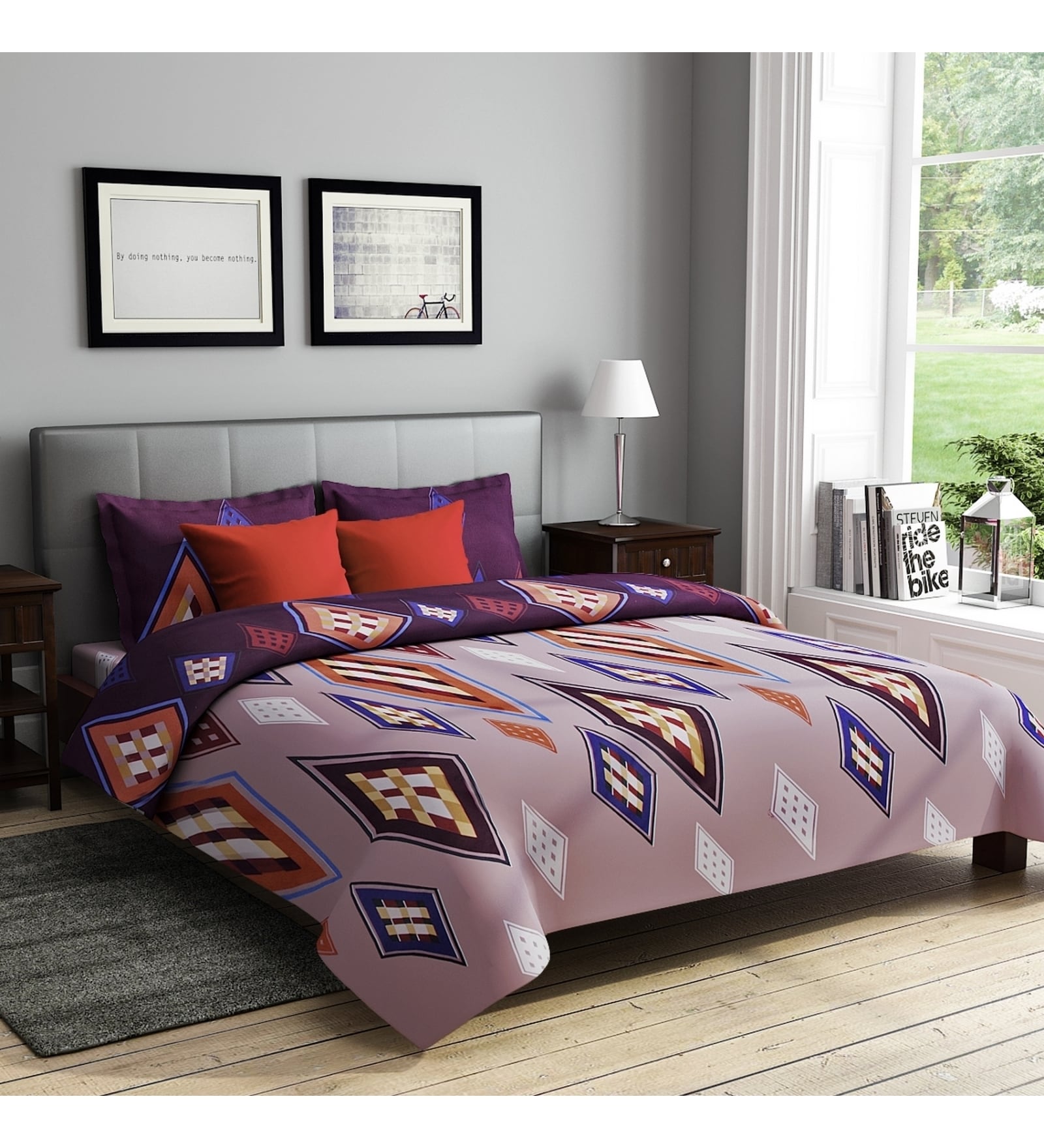 Relish Polyester 200TC Double Bedsheet with 2 Pillow Covers