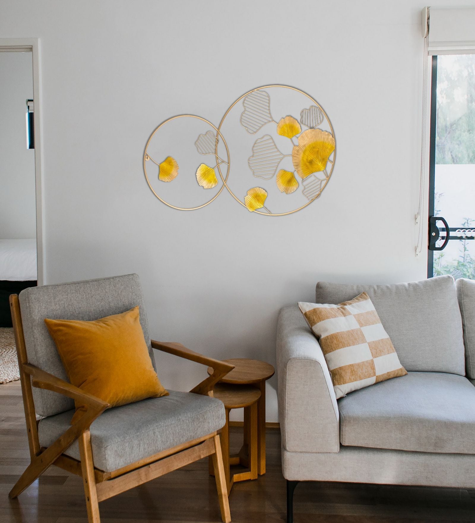 Floral Gold & Yellow Iron Wall Art