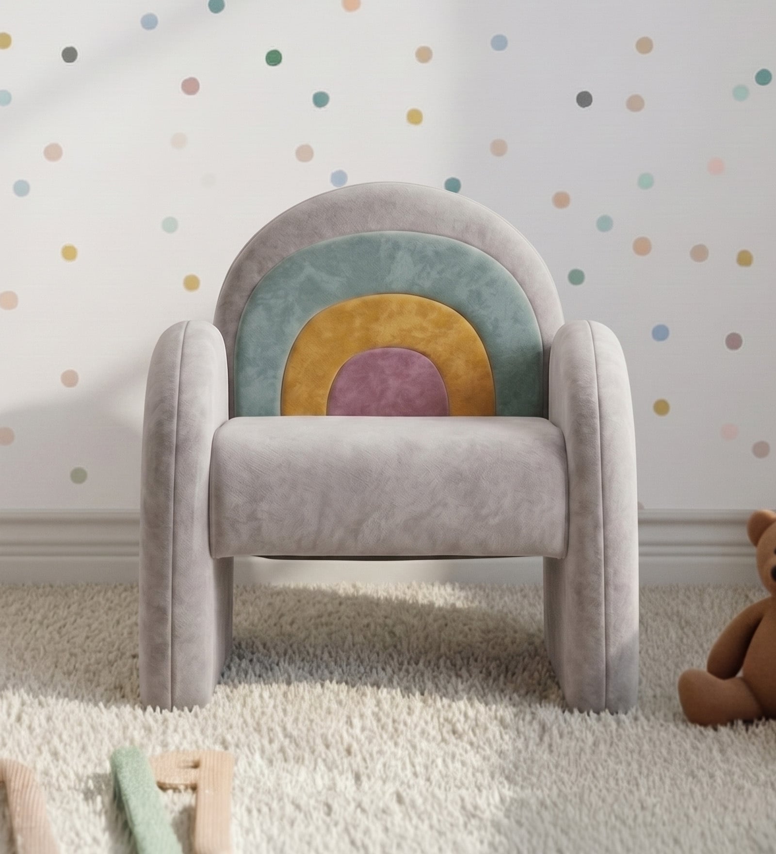 Rainbow Arch Faux Fur Kids Lounge Chair