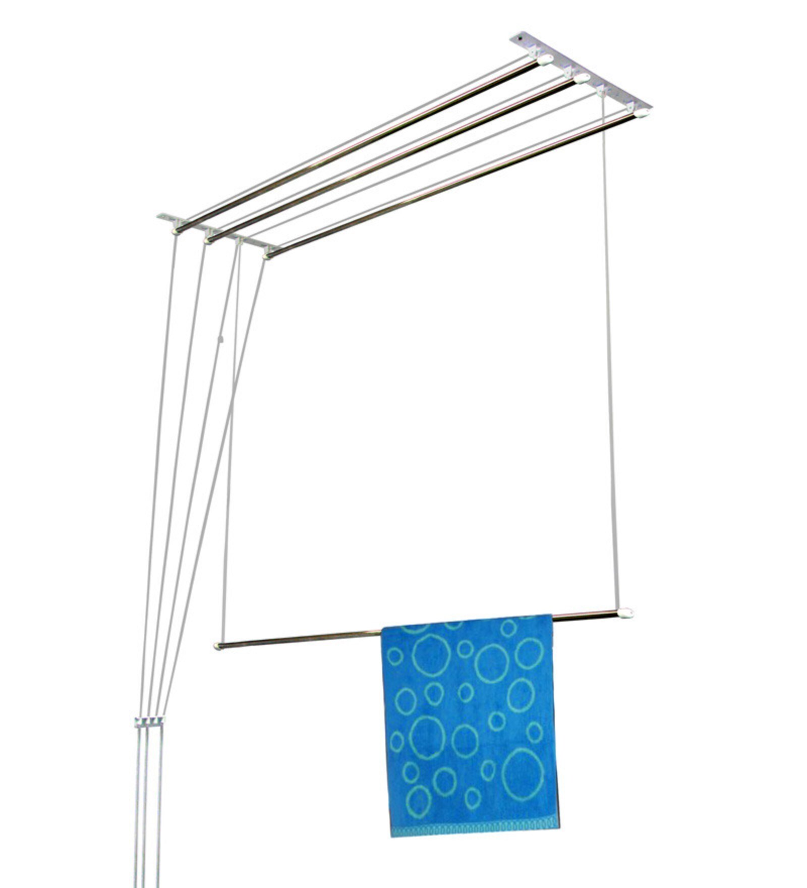 4 Pipes Stainless Steel Ceiling Mounted Cloth Drying Rack (Length: 96 Inches) 4 Pipes Stainless Steel Ceiling Mounted Cloth Drying Rack (Length: 96 Inches)