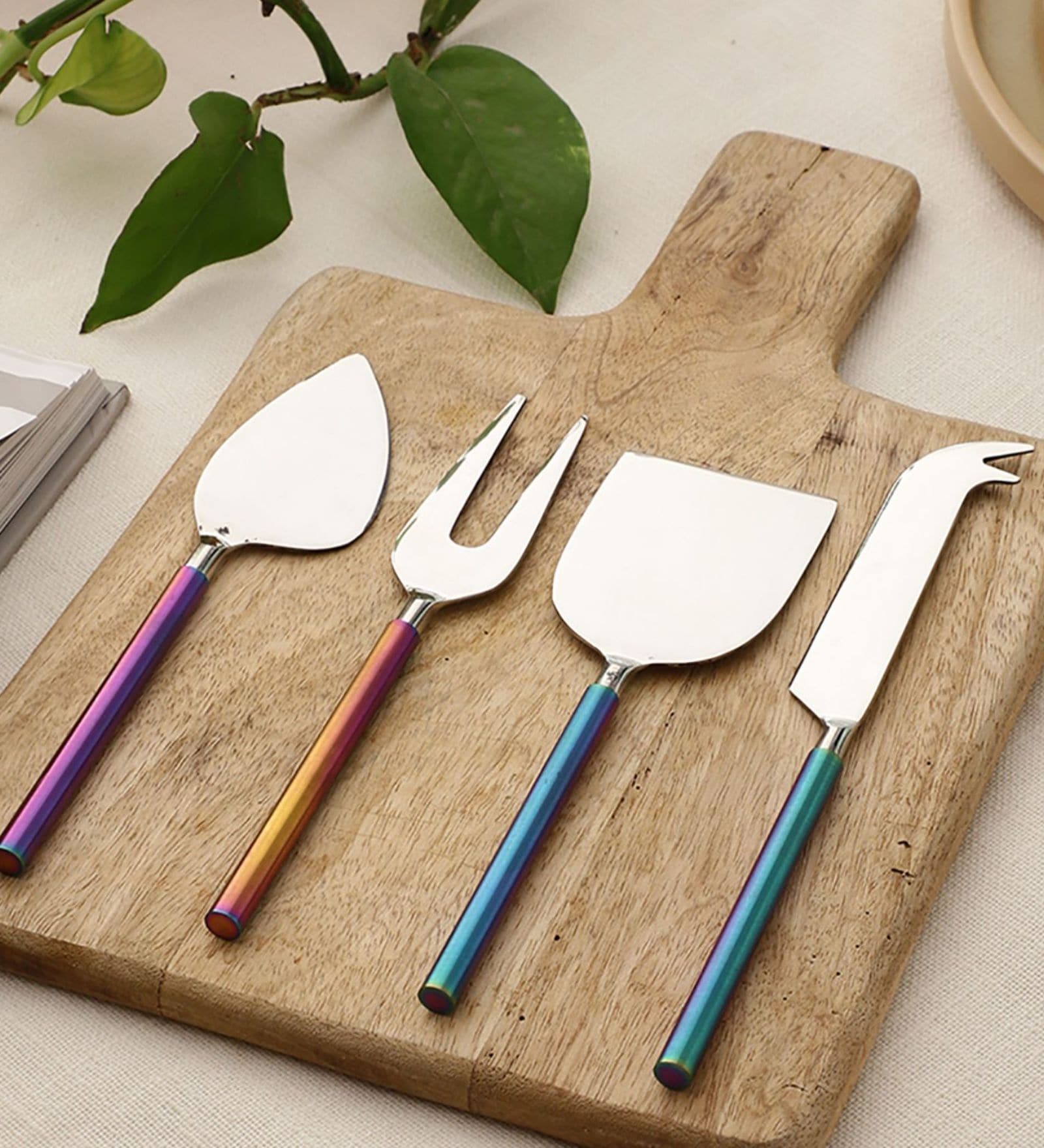 Rainbow Steel Cheese Knives Set of 4