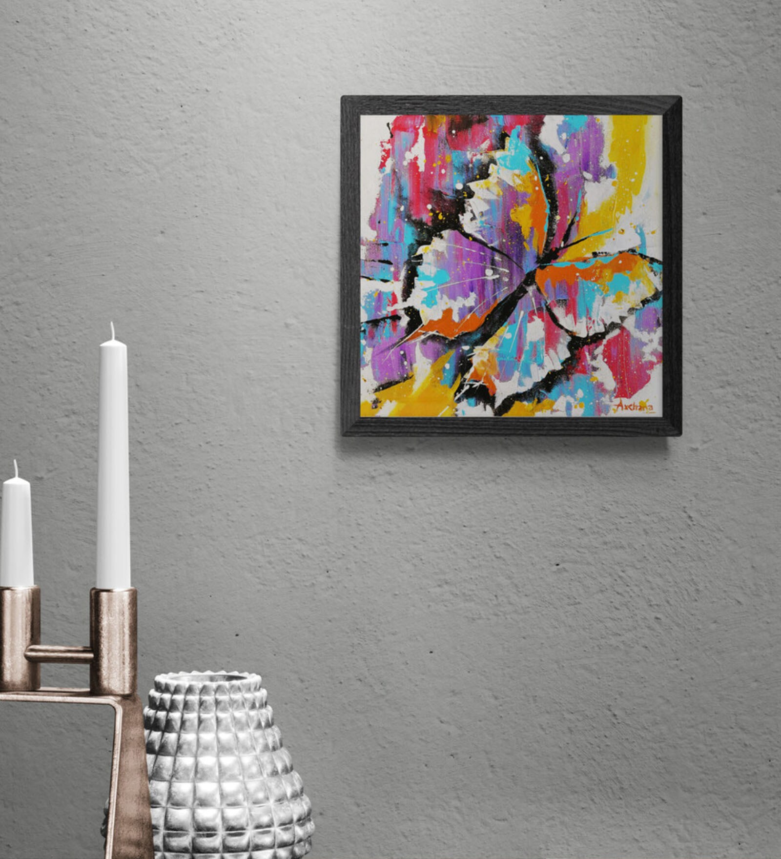 Rainbow Wings Handmade Acrylic Paint On Canvas Unframed