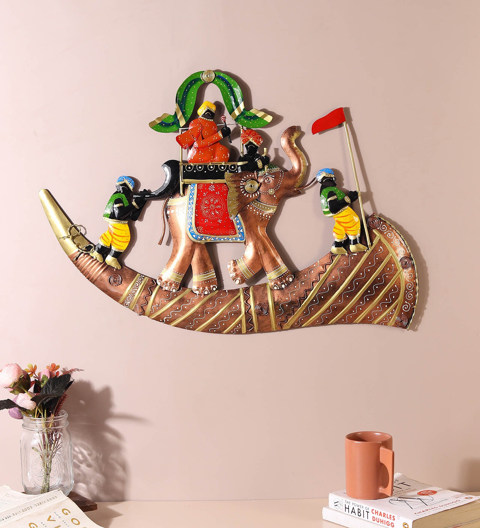 (1Pc) Multicolor Metal Rajasthani Baraat Wall Decor For Living Room