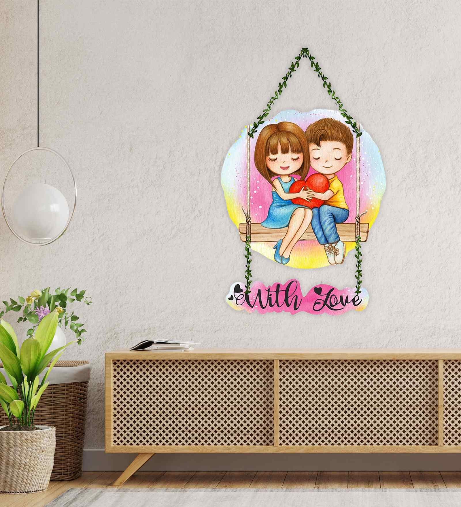 Romantic Couple On Swing Decorative Wall Art