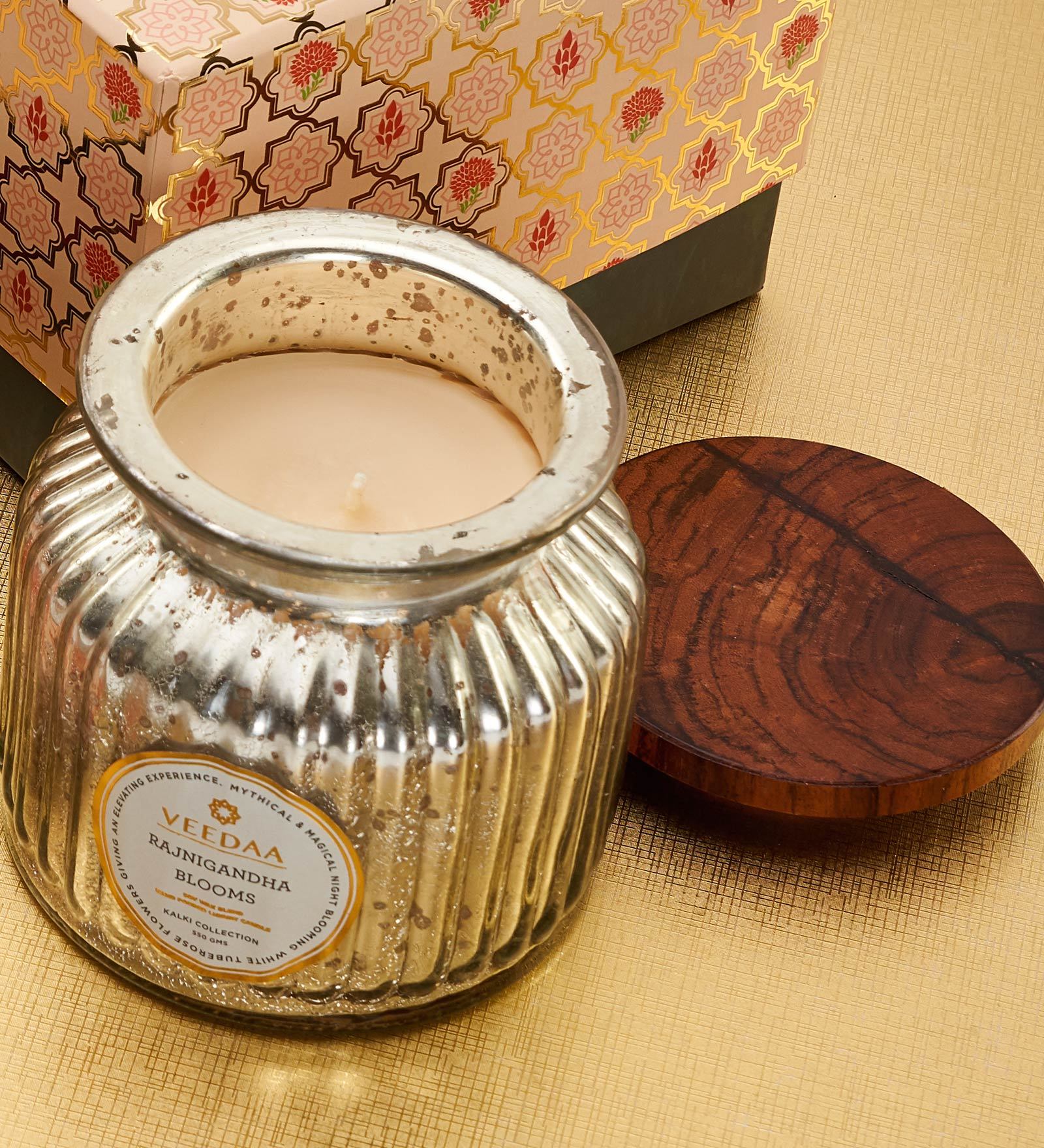 Buy Rajnigandha Blooms Mercury Glass Soy Scented Candle By Veedaa at 25