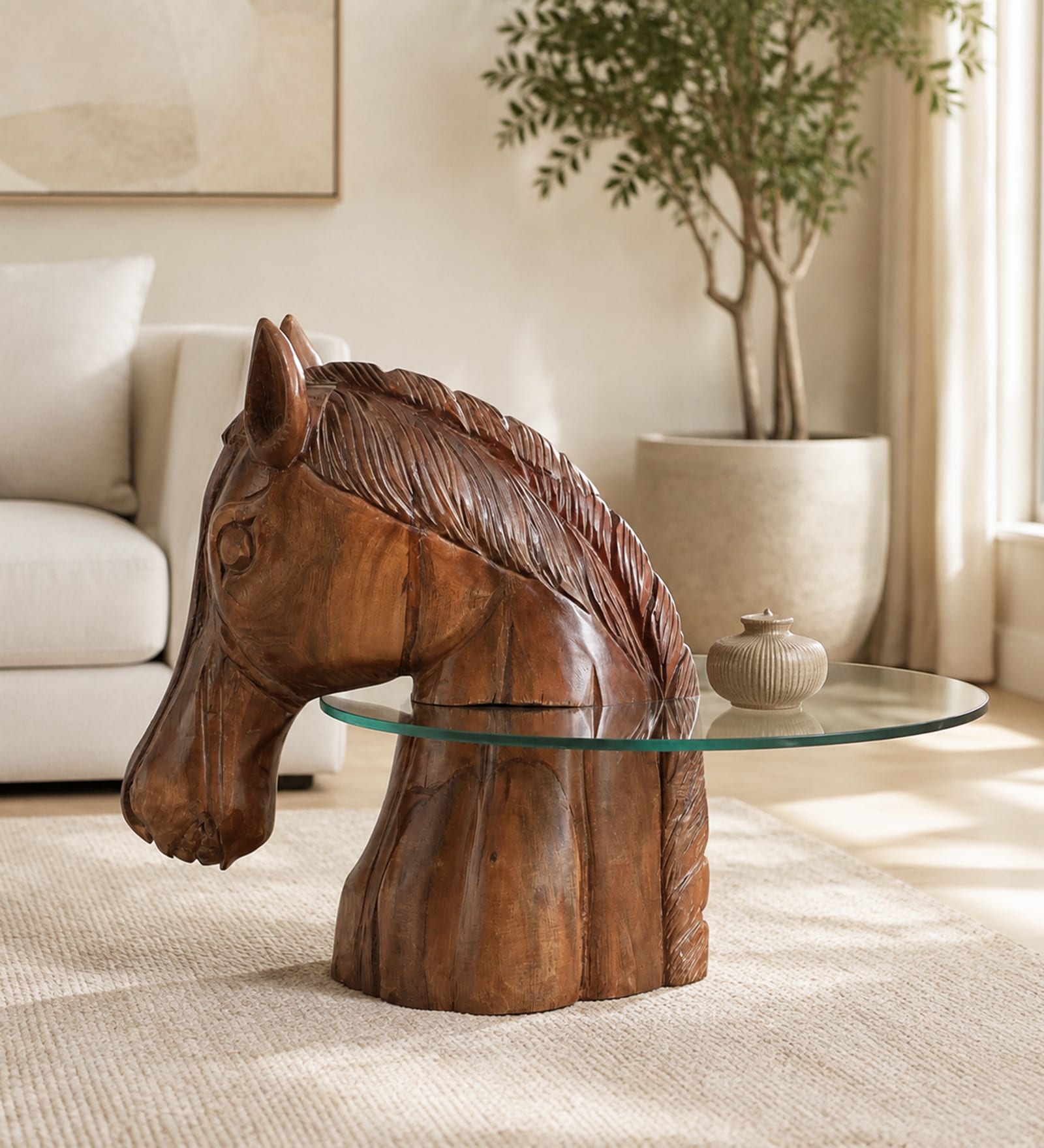 Rajwada Mango Wood Side Table in Tubbaq Finish with Glass Top Rajwada Mango Wood Side Table in Tubbaq Finish with Glass Top