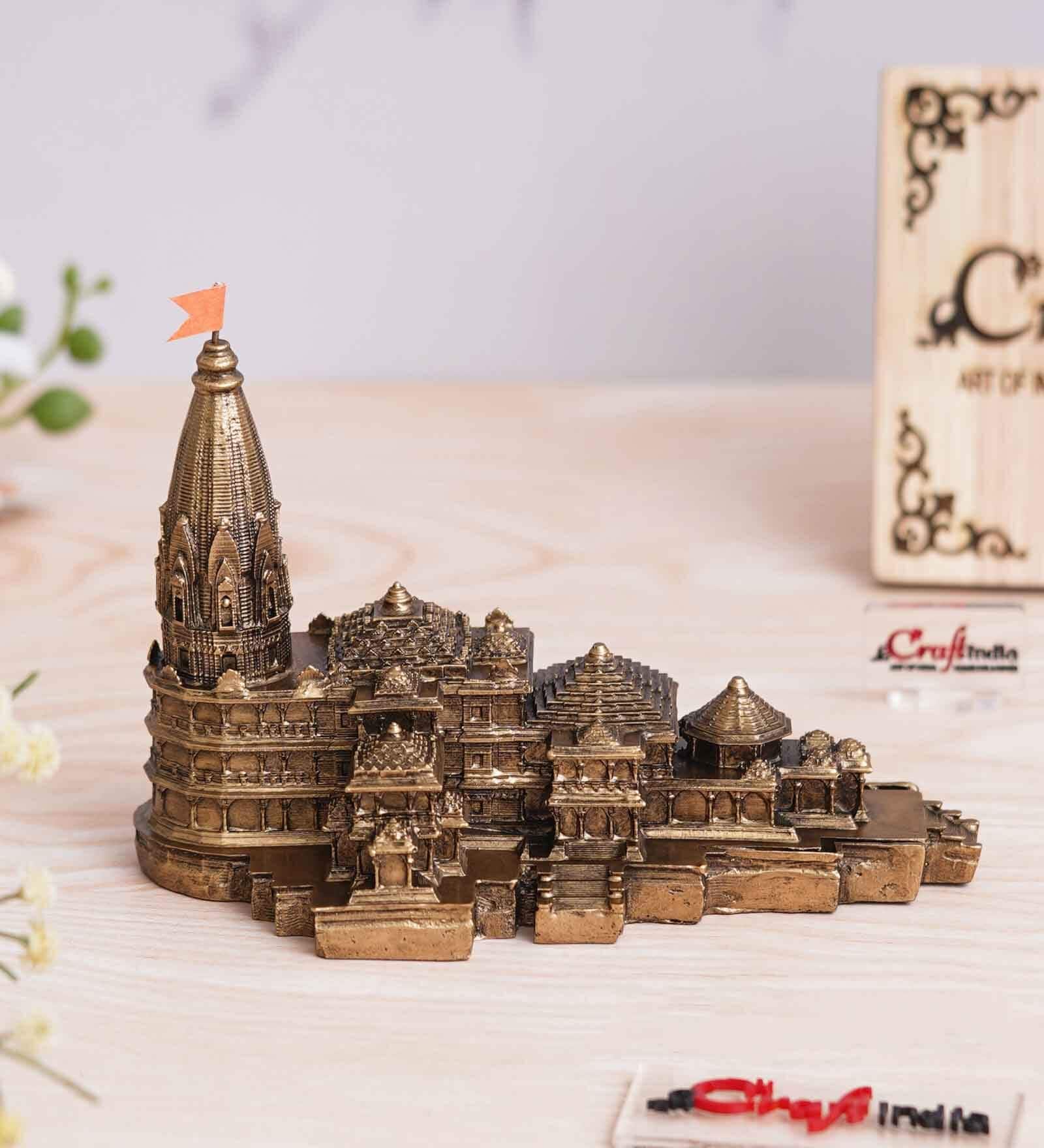 Ram Mandir Ayodhya Gold Polyresin Religious Temple