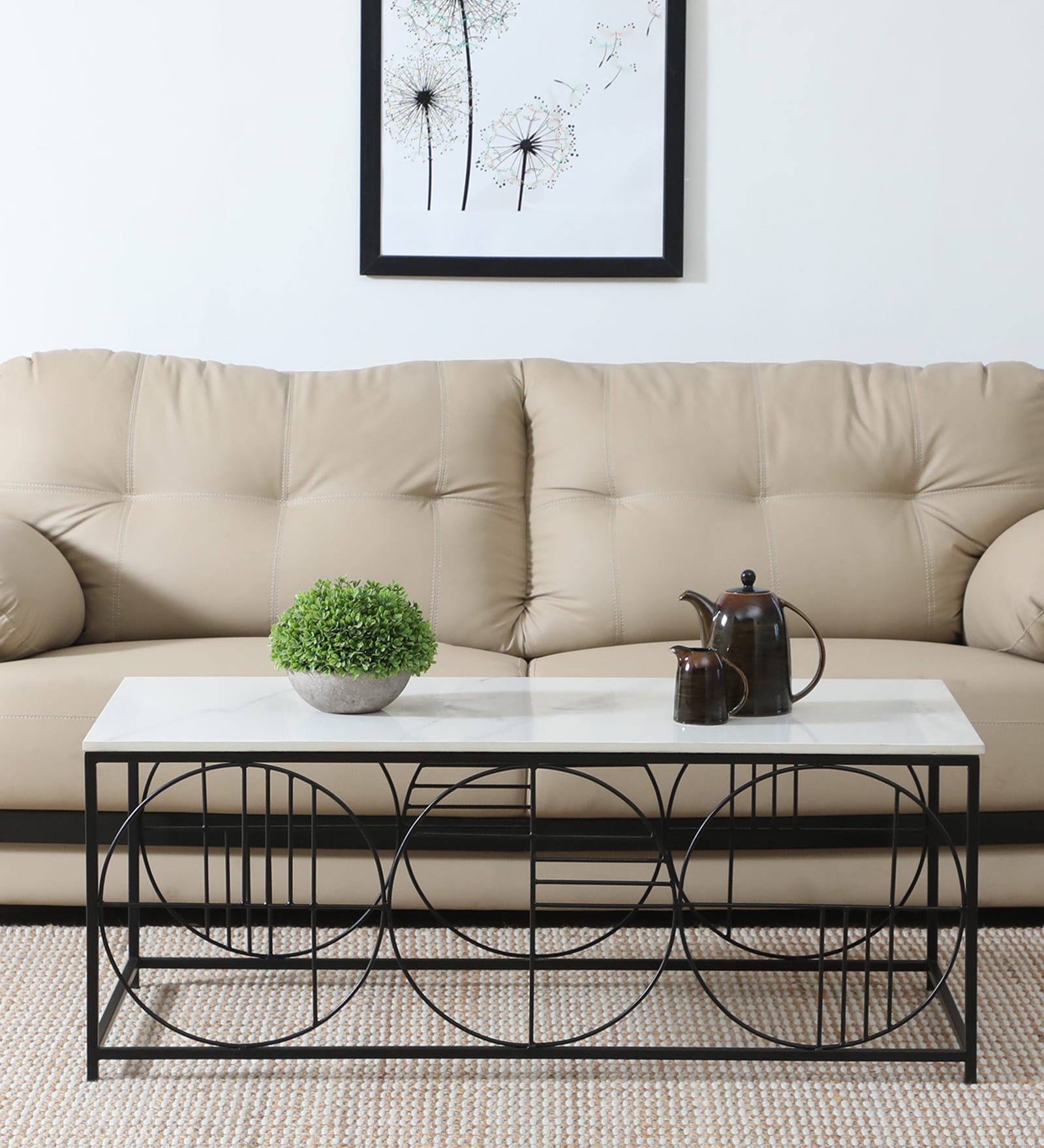 Ramirez Metallic Coffee Table With White Porcelain Top