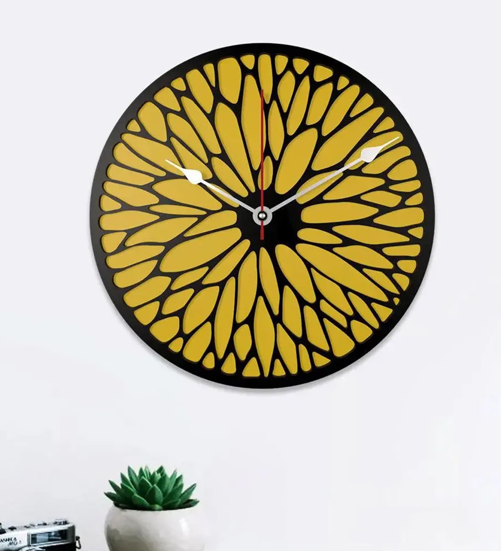 Ramona Engineered Wood Yellow Wall Clock