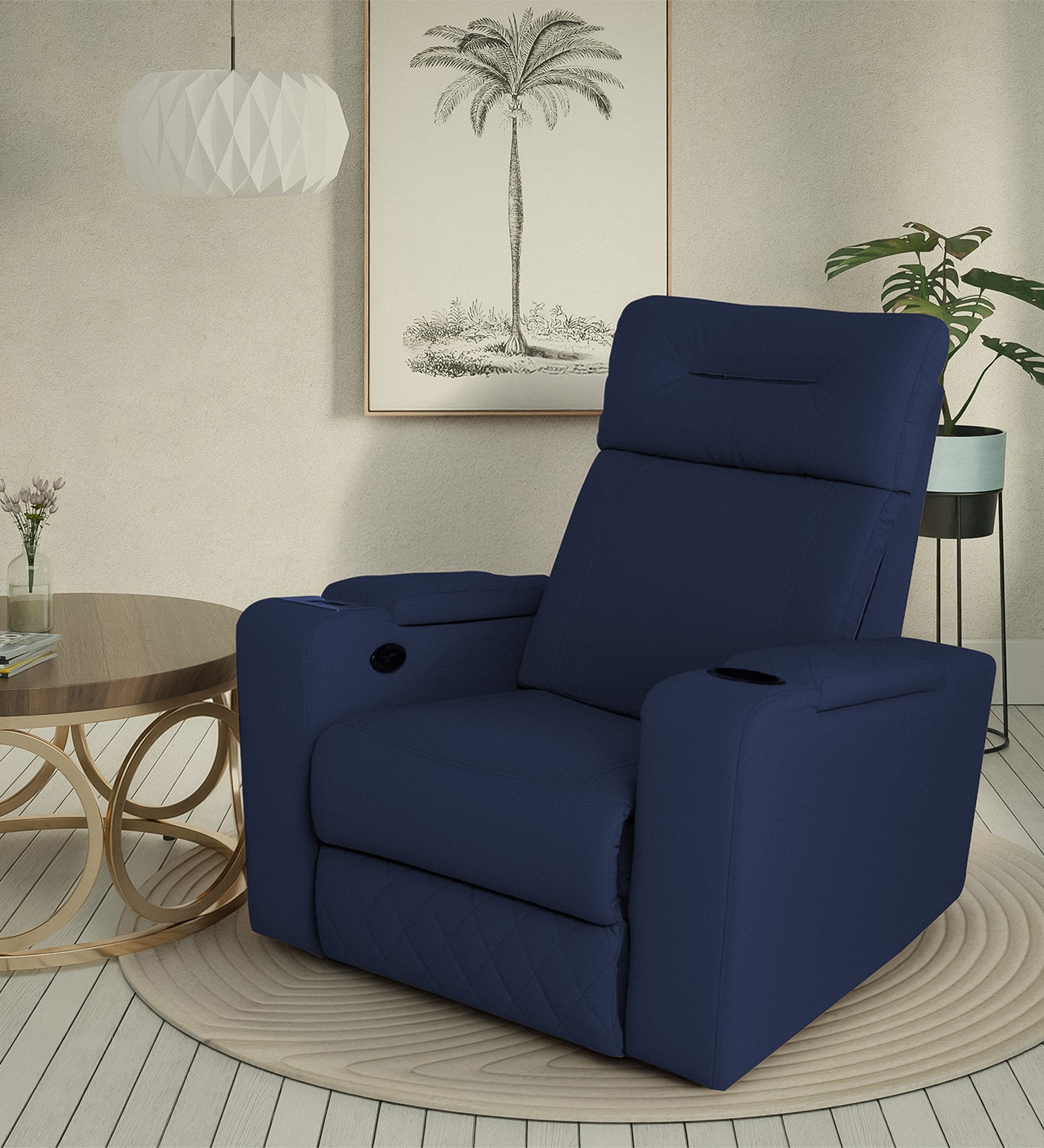Ramp Recliner Sofa Fabric In Coffee Brown Color