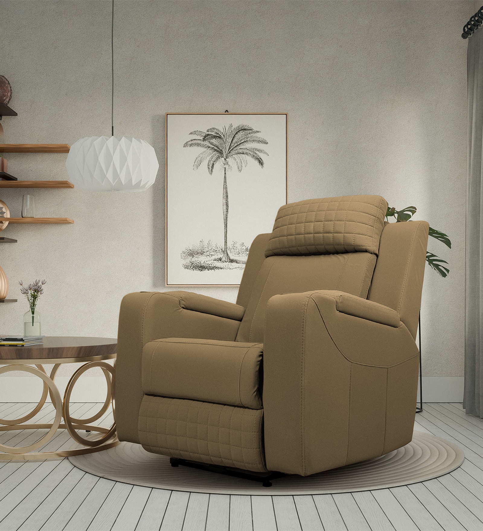 Ramp Recliner Sofa Fabric In Dark Grey Color