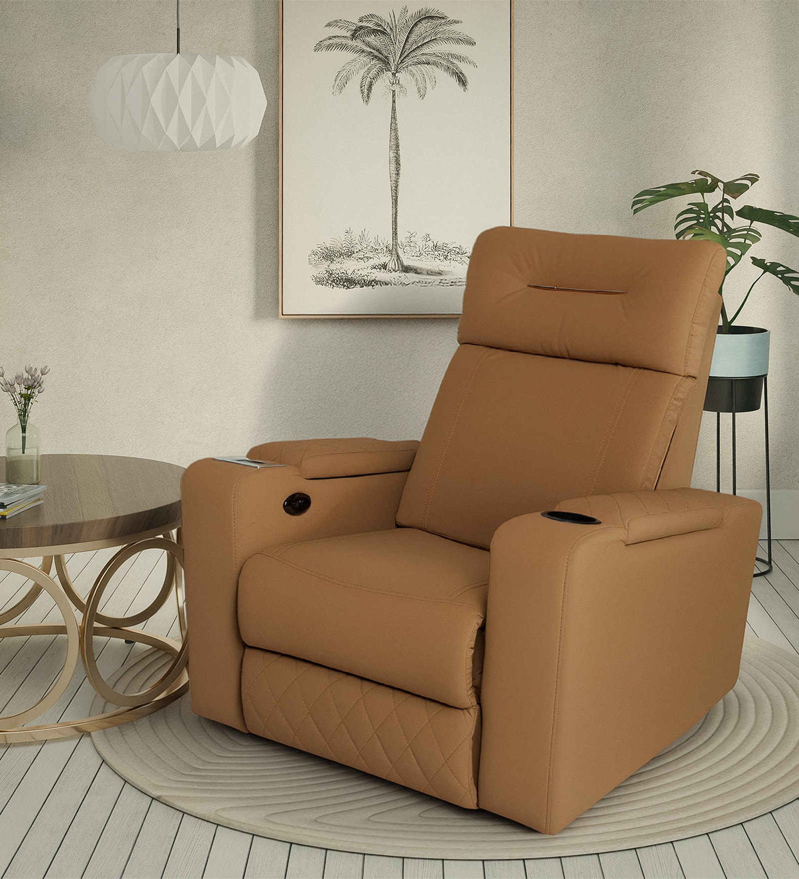 Ramp Recliner Sofa Fabric In Light Grey Color