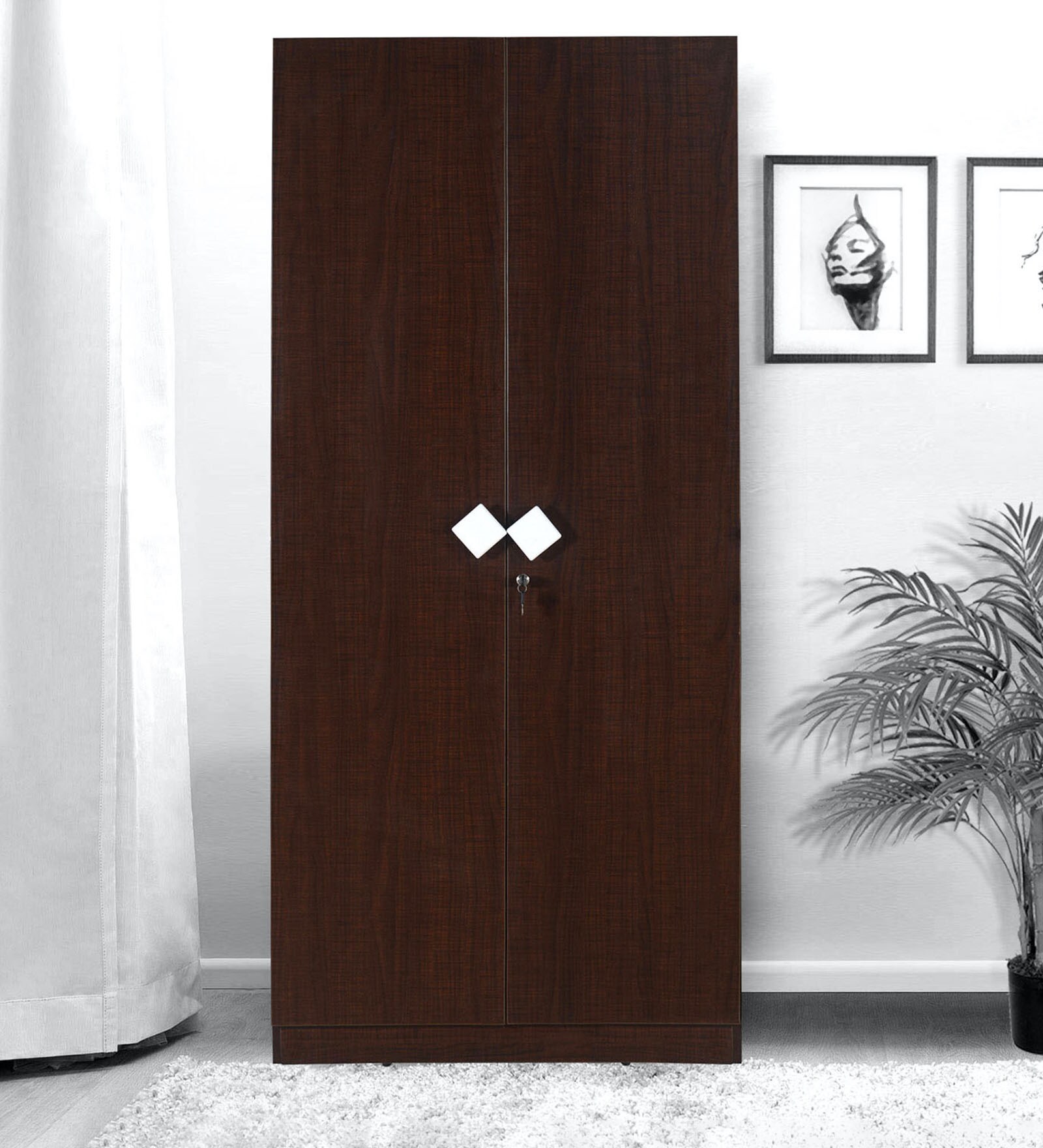 Ranchi 2 Door Wardrobe in Brown Maple Finish