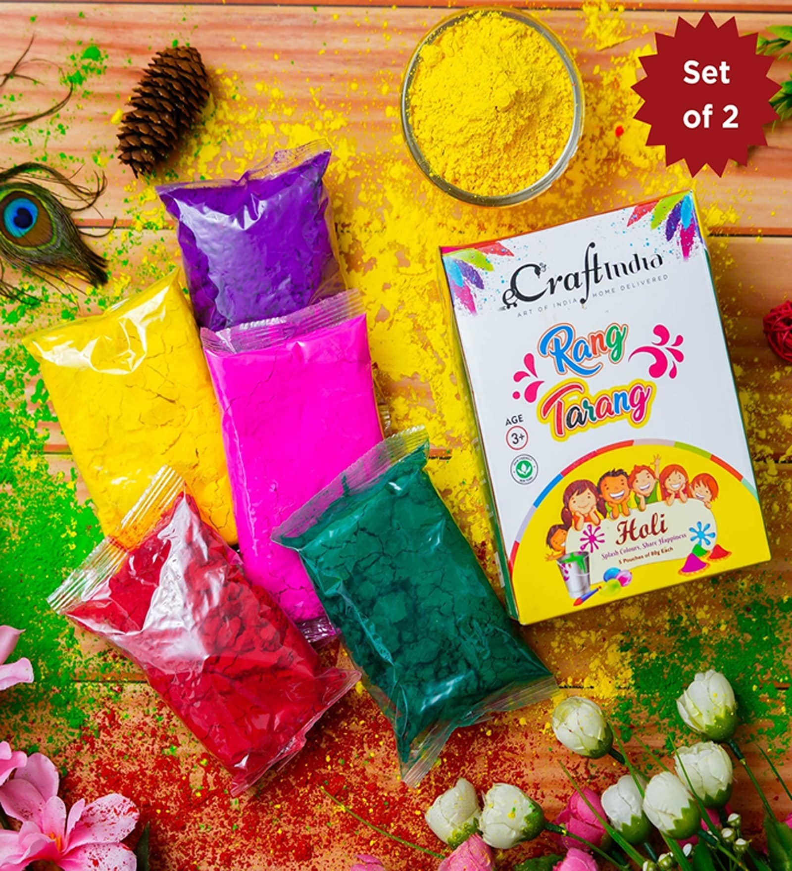 Rang Tarang Holi Colours (Set of 2, 80g each) Natural Holi Colour Organic