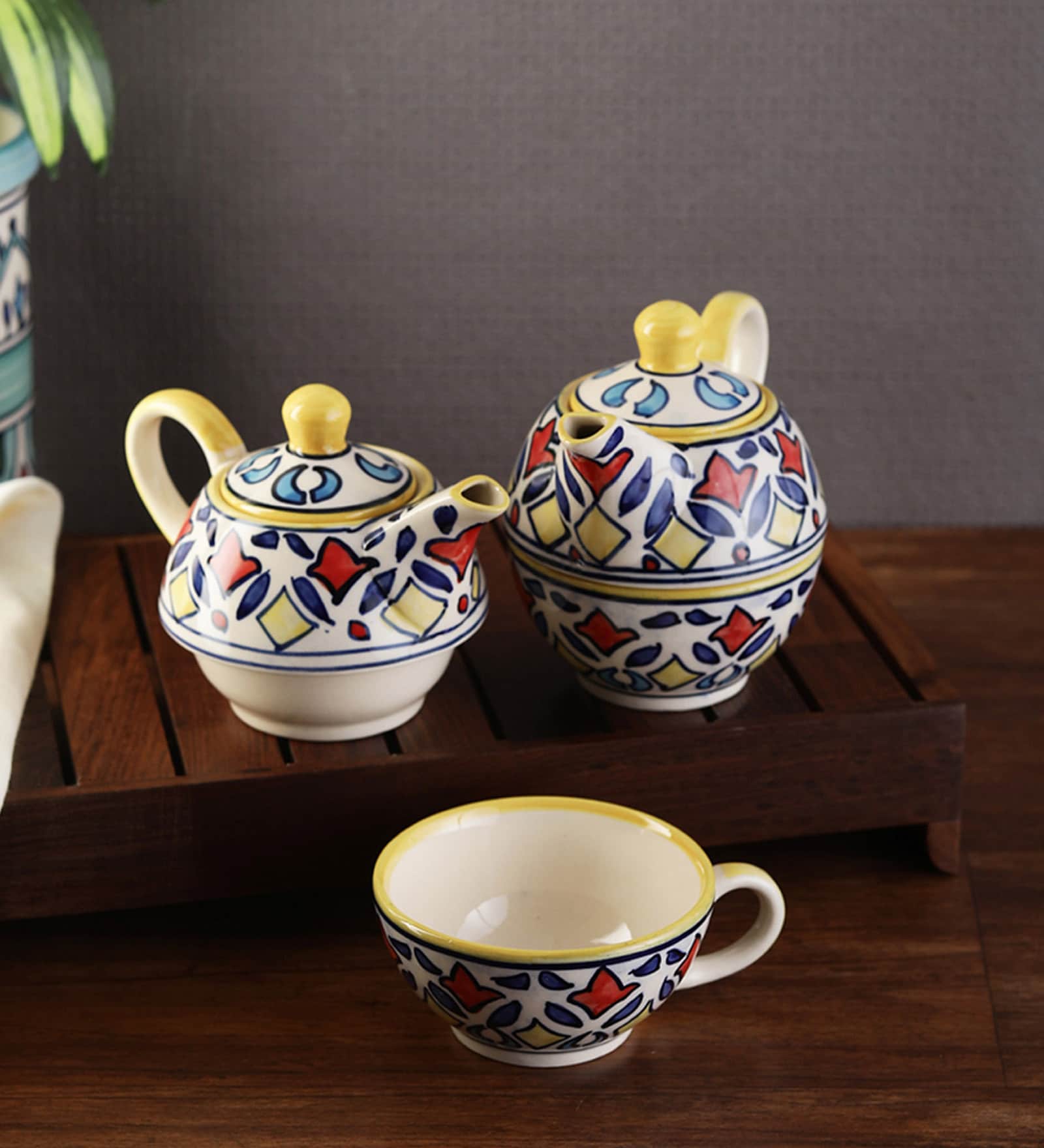 150 ML Yellow Ceramic Cups & Saucers Set of 2