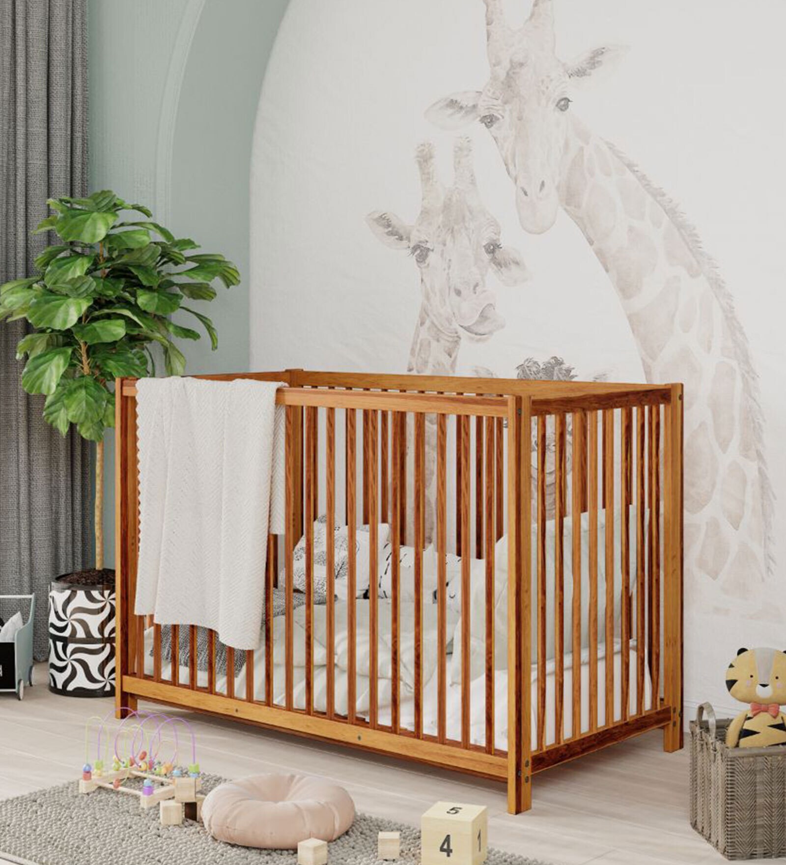 Rapunzel Sheesham wood Crib In Natural Sheesham Finish