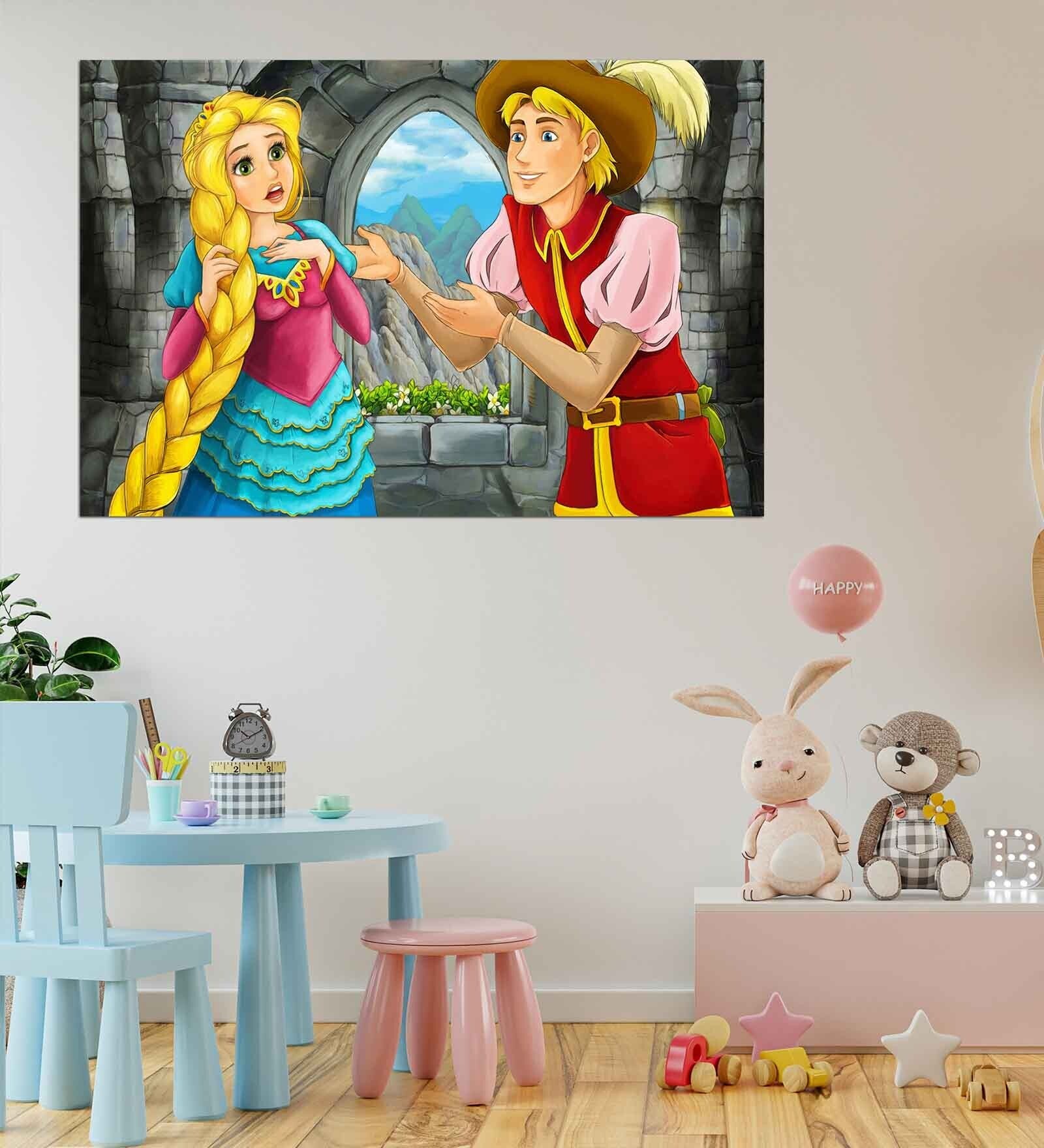 Rapunzel with Prince Self Adhesive Wall Poster for Home Decor(Vinyl, 24 x 36 Inch)
