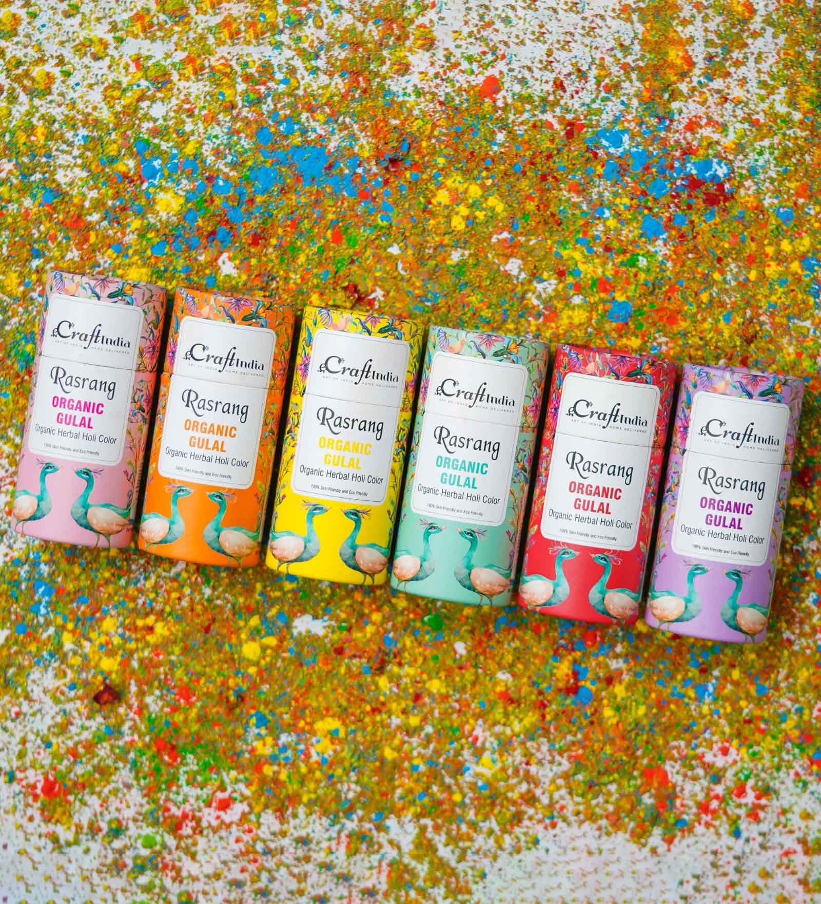 Rasrang Herbal Gulal Holi Colours (Pack of 6, 100gm) Organic