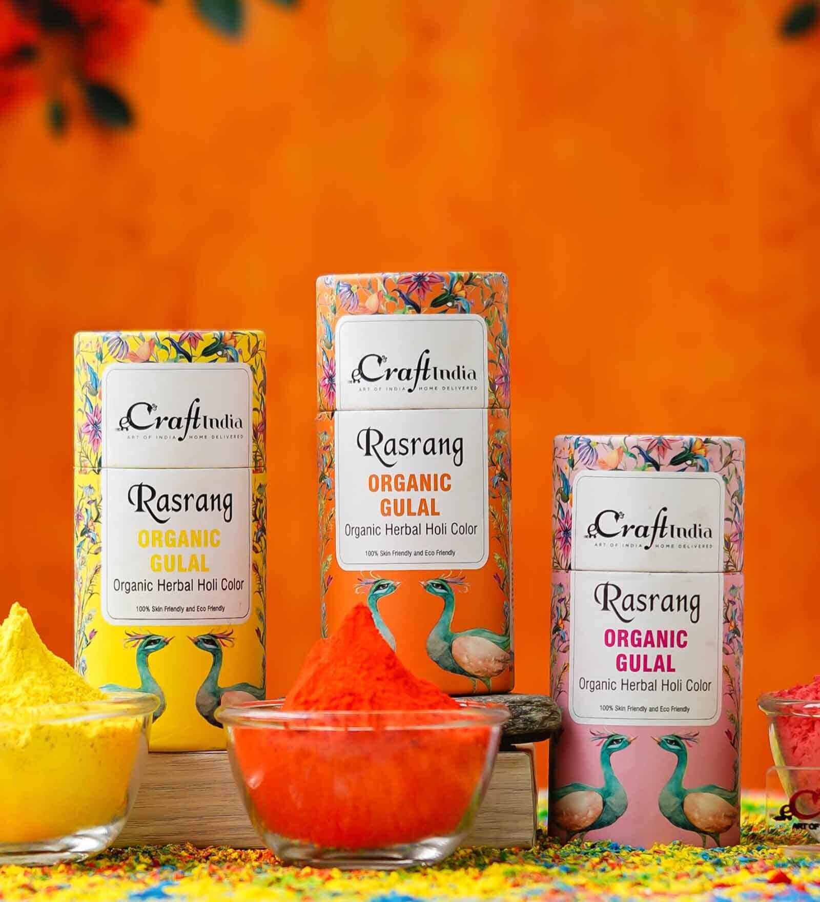 Rasrang Organic Holi Colours (Pack of 3, 100gm)