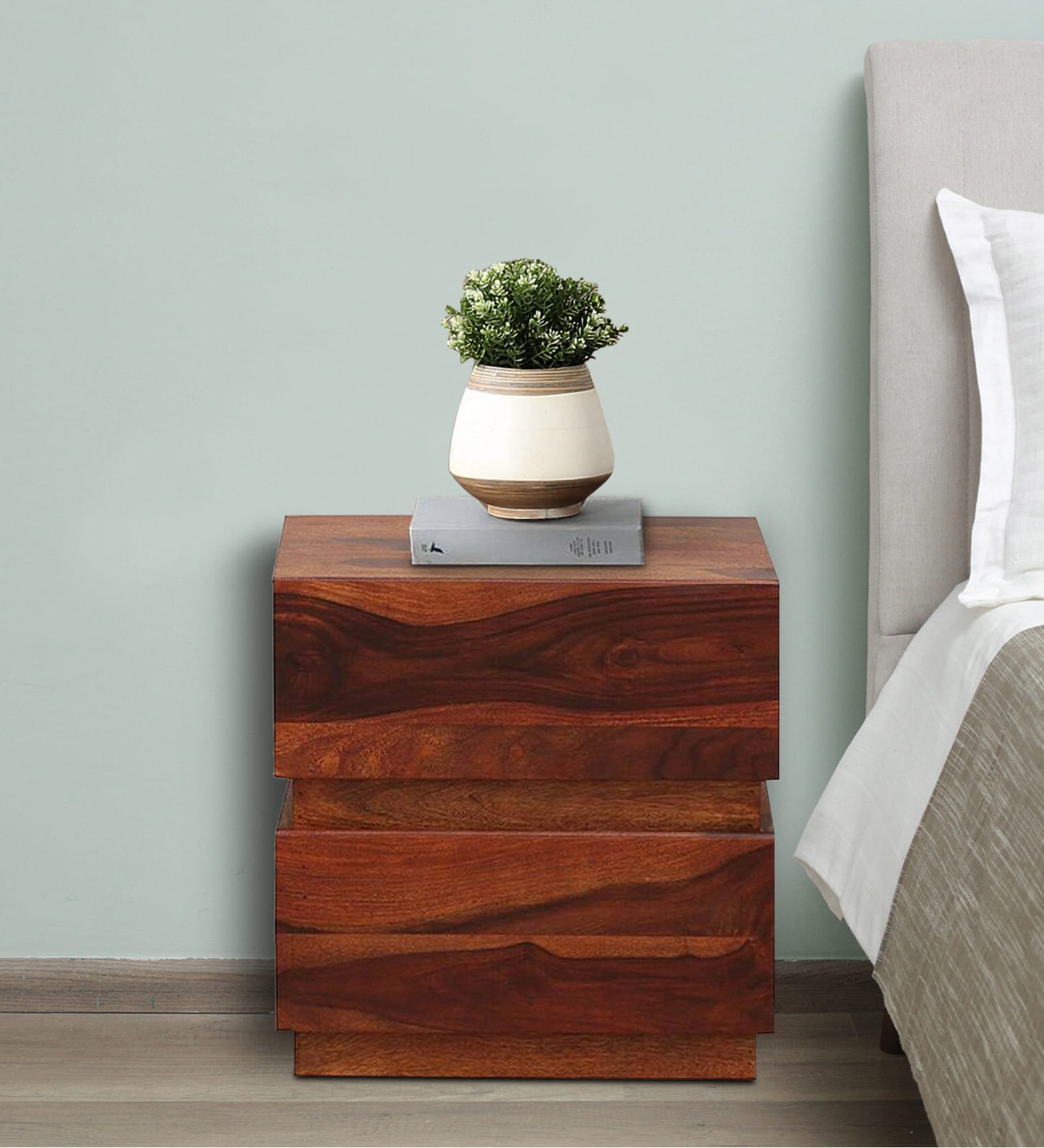 Ravello Sheesham Wood Bedside Table in Scratch Resistant Honey Oak Finish With Drawers Ravello Sheesham Wood Bedside Table in Scratch Resistant Honey Oak Finish With Drawers