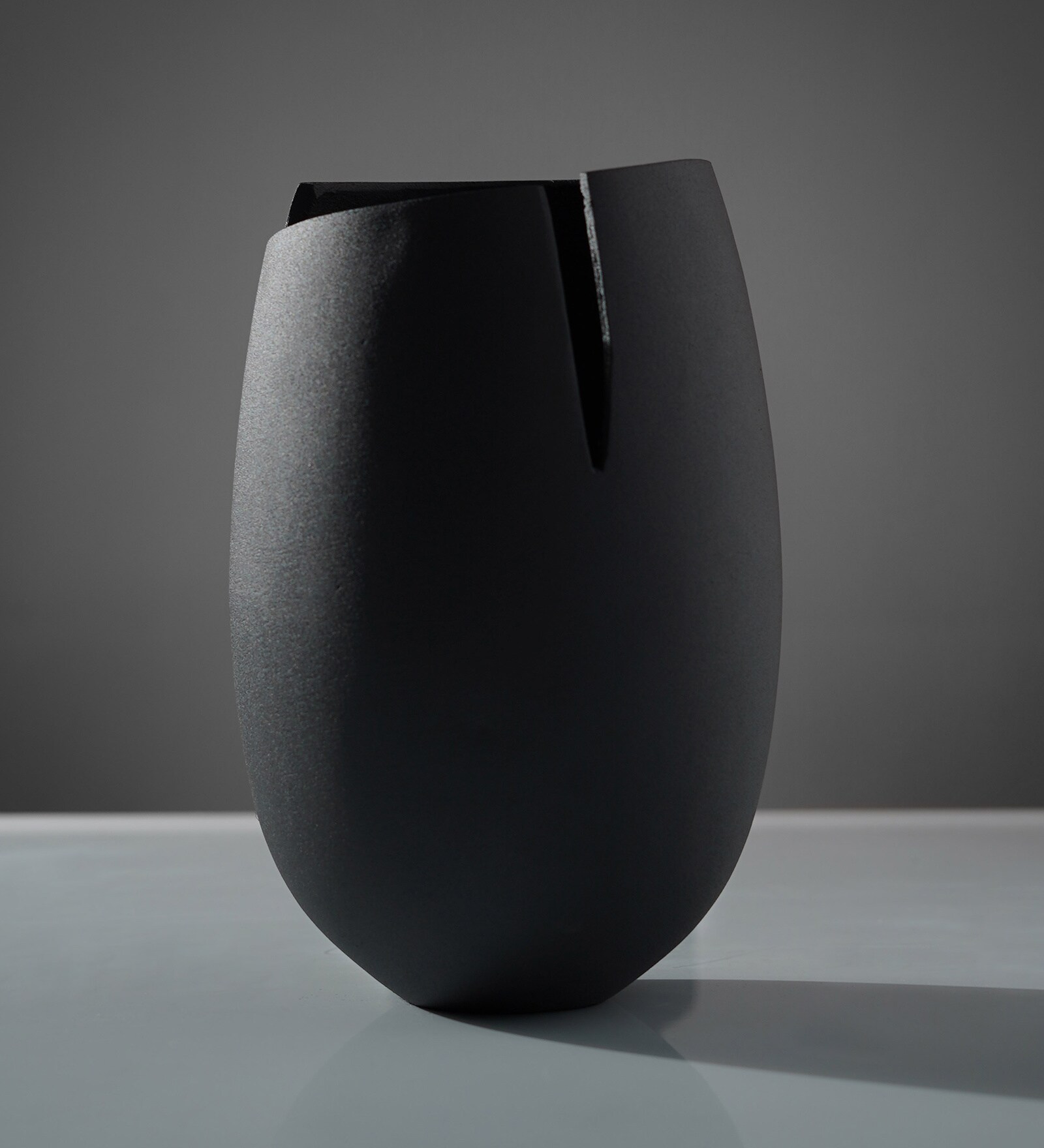 Raw Grey Metal Vase