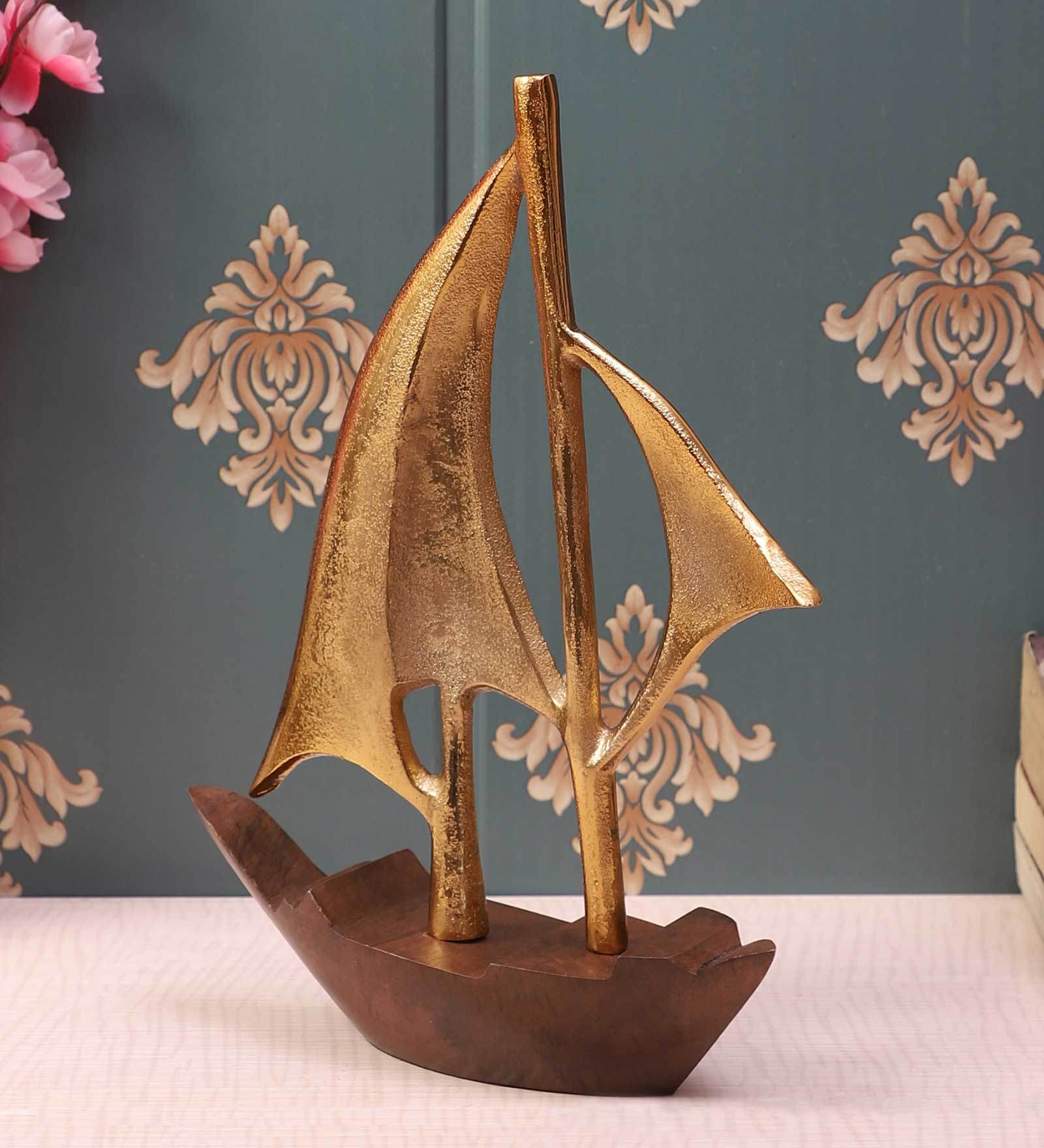 Raw Matt Gold Aluminium Handcrafted Nautical Sailing Boat