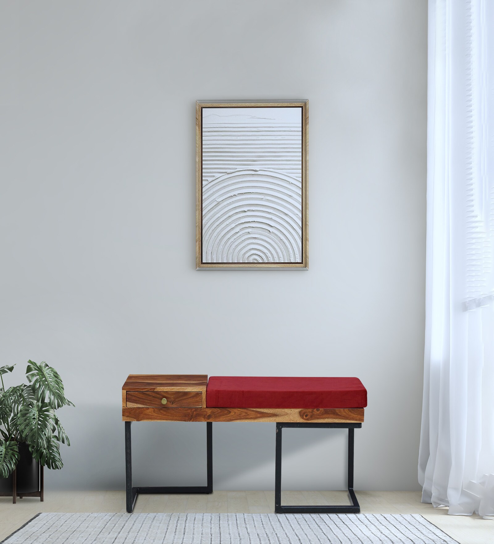 Rawlin Sheesham Wood Bench In Rustic Teak Finish