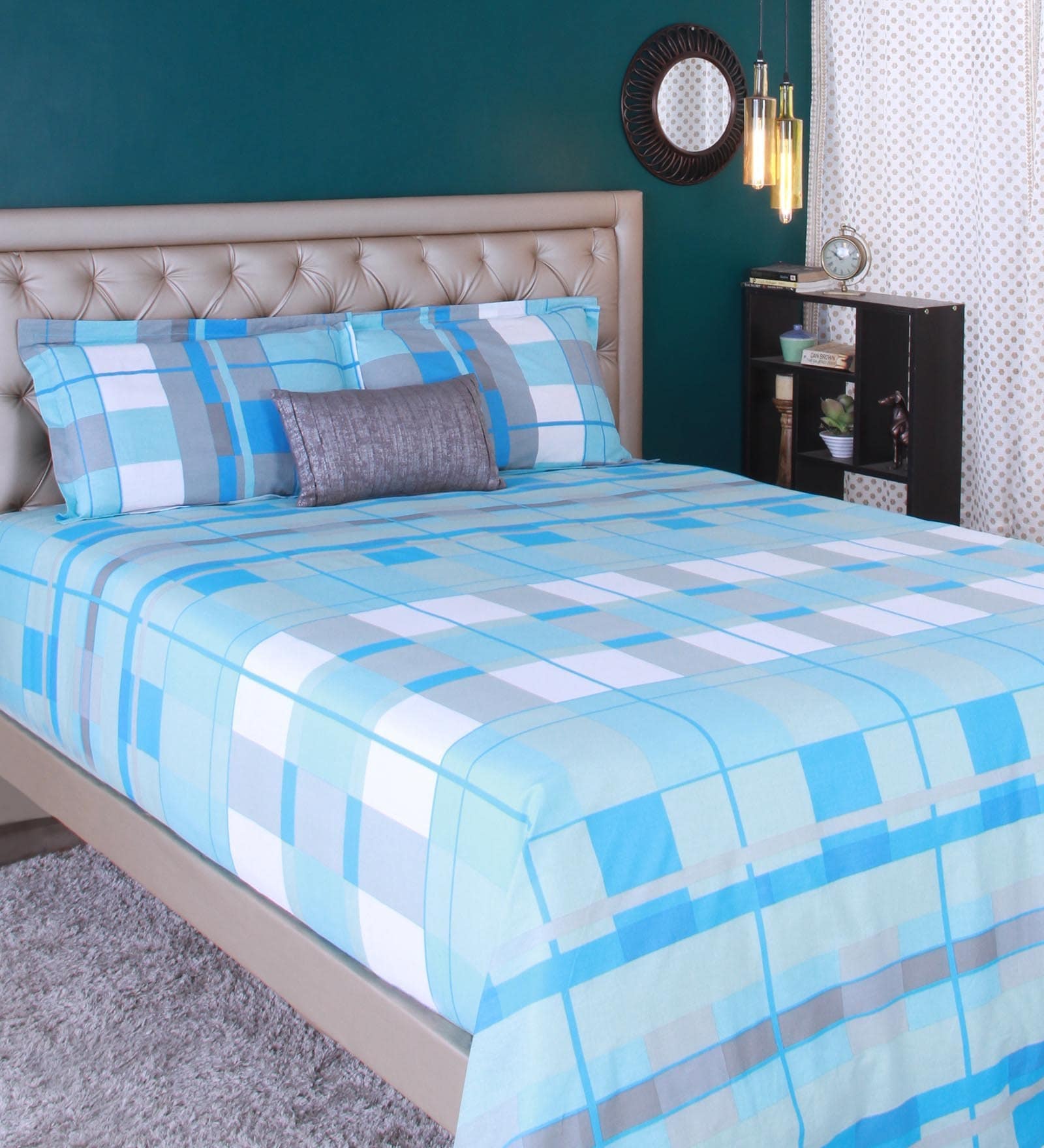 Buy Abstract Pattern 180TC Cotton King Size Bed Sheet with 2 Pillow