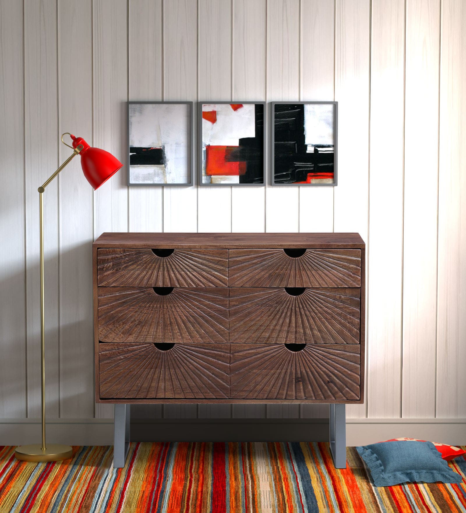 Buy Rays Solid Wood Chest of Drawers in Rustic Teak Finish at 1 OFF by