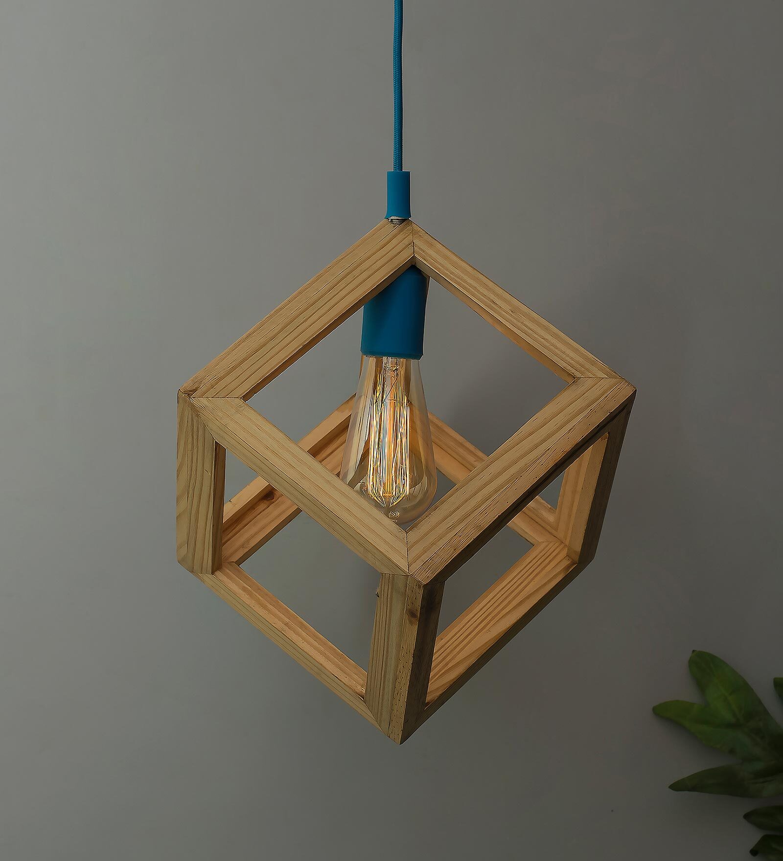 Razos Beige Wood Hanging Light