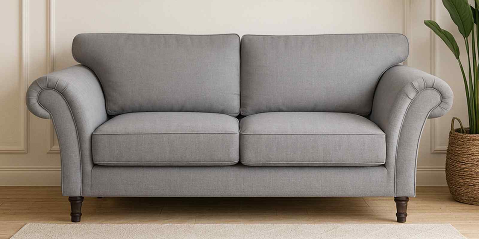 Rana Fabric 2 Seater Sofa in Dim Grey Color