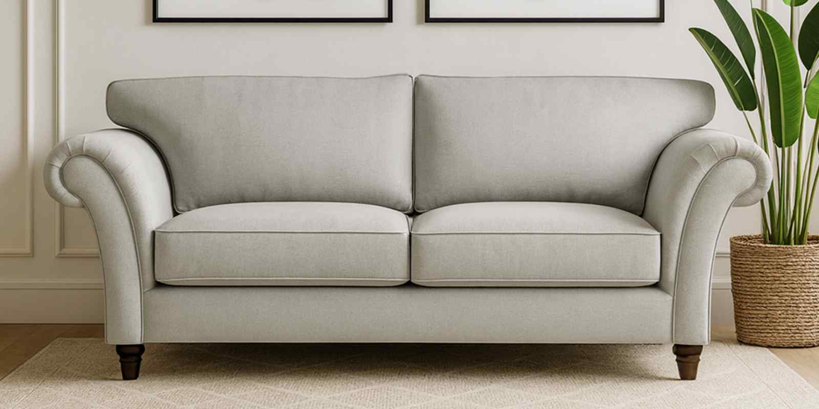 Rana Fabric 2 Seater Sofa in Pearl White Color