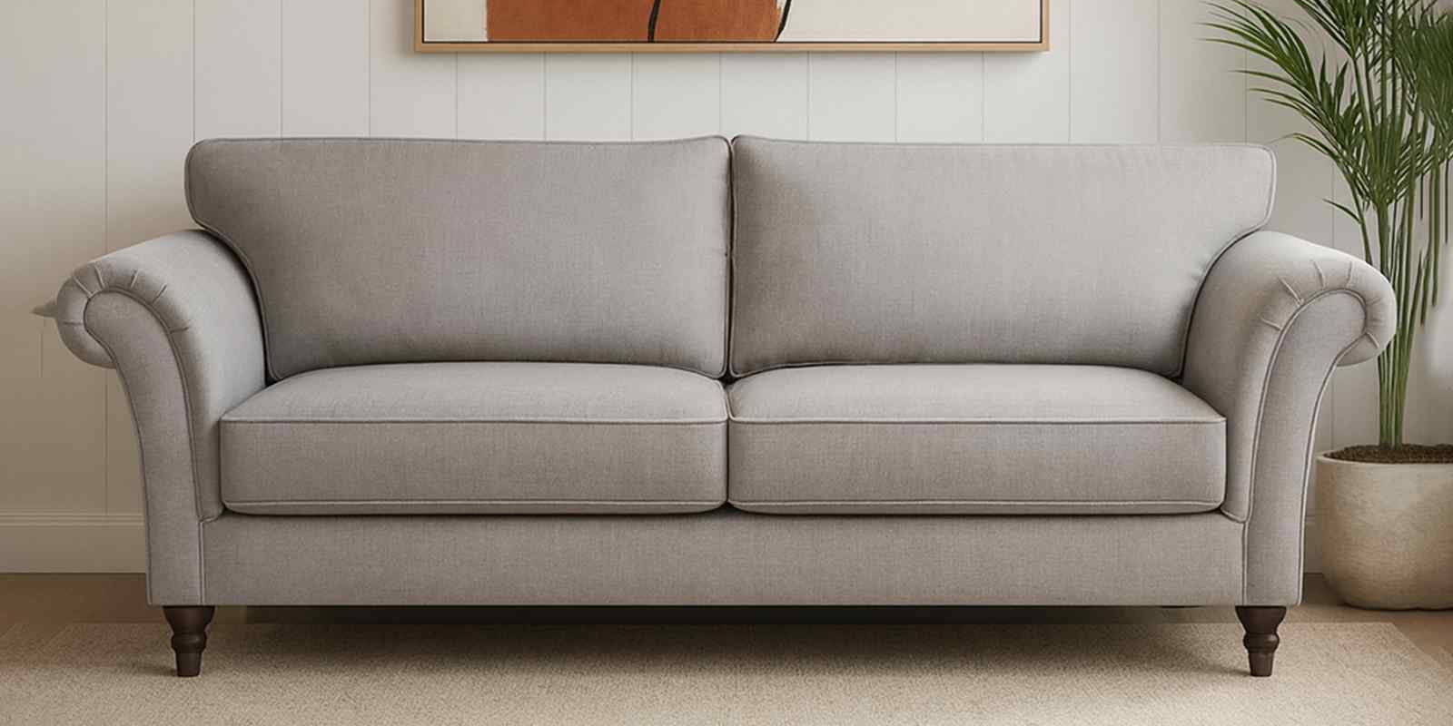 Rana Fabric 3 Seater Sofa in Dim Grey Color