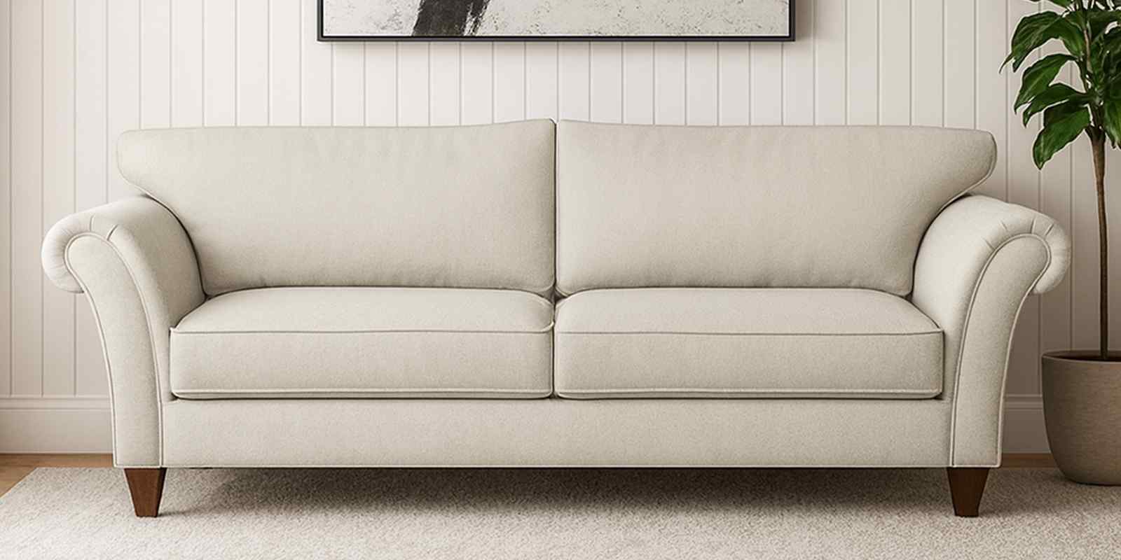 Rana Fabric 3 Seater Sofa in Pearl White Color