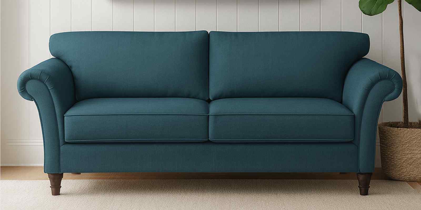 Rana Fabric 3 Seater Sofa in Sea Blue Color