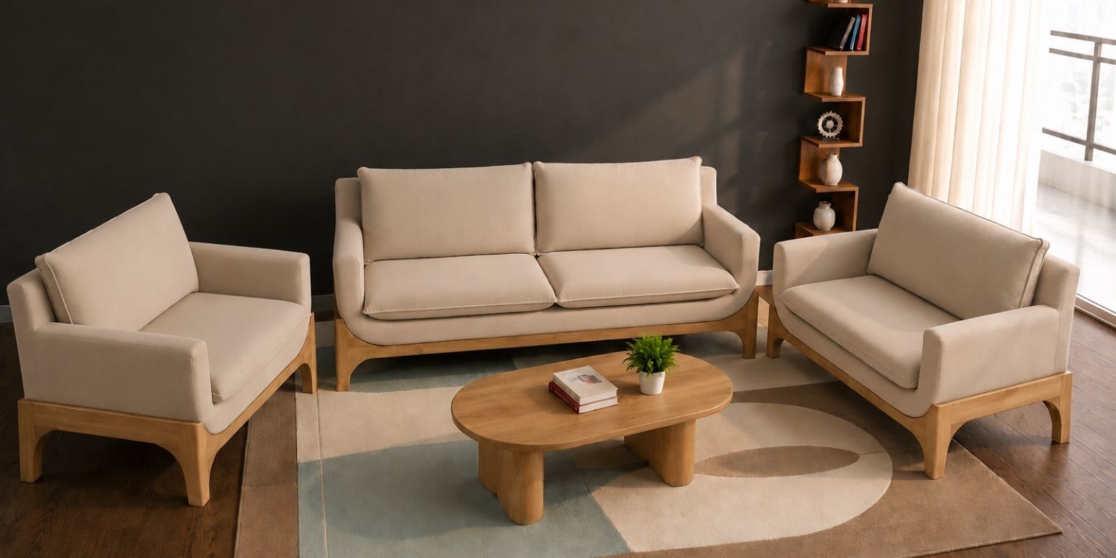 Raya Custom Upholstered 3+2+1+1 Sofa Set In Beige Color Raya Custom Upholstered 3+2+1+1 Sofa Set In Beige Color