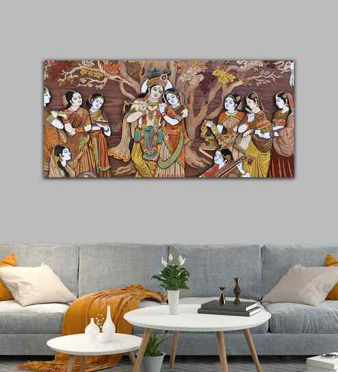 Radha Krishna Rasleela Canvas Wall Painting