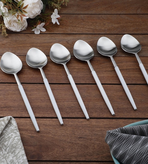 Radiant White Stainless Steel (Set of 6) Table Spoon