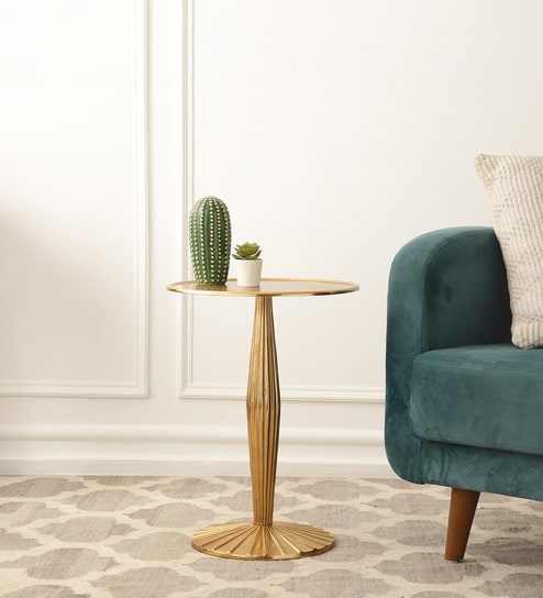 Radiant Metal End Table in Gold Colour