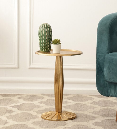 Radiant Metal End Table in Gold Colour