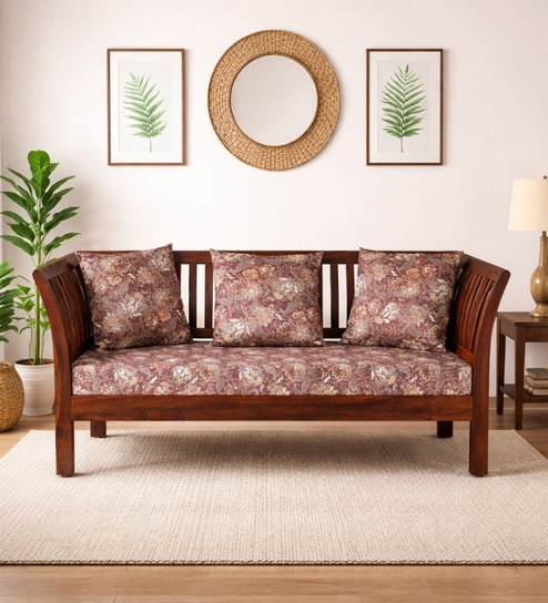 Radom Sheesham Wood 2 Seater Sofa In Honey Oak Finish