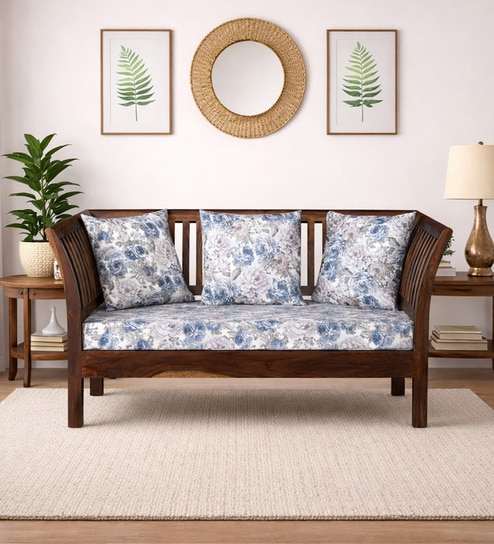 Radom Sheesham Wood 2 Seater Sofa In Provincial Teak Finish