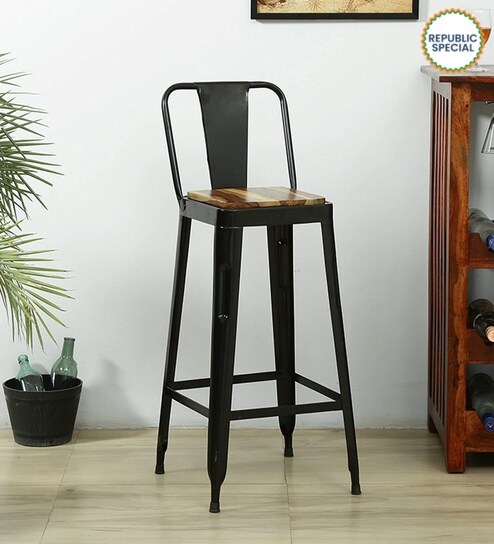 Raglan Metal Bar Stool In Black Colour