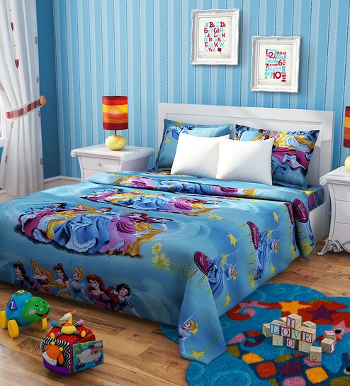 Buy Rago Disney Princess Poly Cotton Single Bedsheet With 1 Pillow