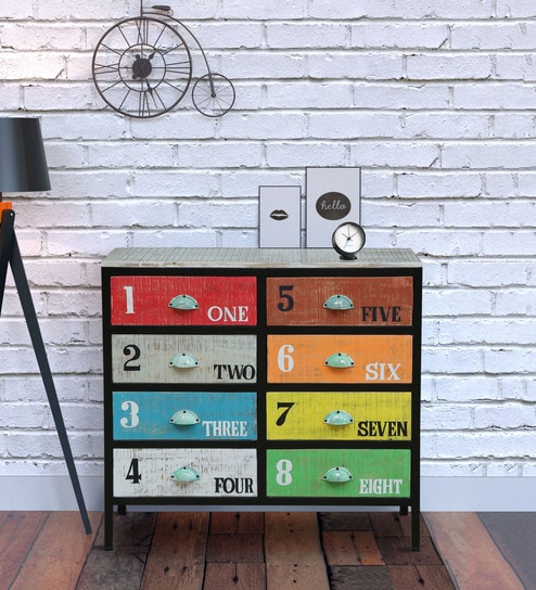 Buy Rainbow Solid Wood Chest Of Drawers By Bohemiana Online